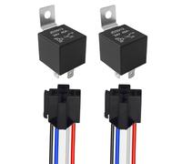 Aiqeer 2 Piezas 4 Pines Coche Relé, 24V 40A SPST Relé Automotriz con Toma de Arnés y Precableado (Negro)