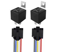 Aiqeer 2 Piezas 5 Pines Coche Relé, 12V 40A SPDT Relé Automotriz con Toma de Arnés y Precableado (Negro)