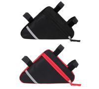 Aiqeer 2 Piezas Bolsa Triángulo para Bicicleta, Triangular de Tubo Delantero, de Herramientas, de Nylon, Con Rayas Reflectantes (Rojo & Negro)