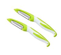 Aiqeer 2 Piezas Pelador Multifunción de Frutas y Verduras, Giratorio, de Patatas, Cuchilla Afilada, Diseño de Mango Cómodo, Fácil de Usar (Verde)