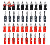 Aiqeer 20 Pares 4 mm Banana Conector Set, 20 Piezas Chapado Nickel Banana Enchufe y 20 Piezas Binding Post Terminal Kit, para Altavoz, Audio/Video Receptor (Rojo, Negro)
