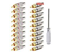 Aiqeer 20 Piezas Conector RCA Macho Audio/Video, Adaptador Sin Soldadura para Altavoz y Cable Coaxial