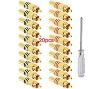 Aiqeer 20 Piezas Conectores de Enchufe Macho RCA, Adaptador de Audio/Video de Altavoz Chapado en Oro, Sin Soldadura, para Multimedia y CCTV