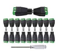 Aiqeer 25 Pares 12 V/24 V DC Macho Hembra Conectores Conjunto, 5,5 x 2,1 mm DC Alimentación Enchufe Adaptador de Tornillo Terminal Conector, para CCTV cámara LED Banda (Verde)