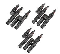 Aiqeer 3 Pares Solar Panel Cable Conectores, Conector Solar Fotovoltaico, Conector de T Rama MFF/FMM (Negro)