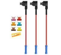 Aiqeer 3 Piezas 12V / 24V Perfil Bajo Add-a-Circuit Portafusibles, Coche Portafusible Adaptador con 16 AWG Cable, Gratis 6 Piezas Fusibles Cuchilla Micro y Extractor Fusibles (Terminal de Engarce)