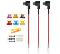 Aiqeer 3 Piezas 12V / 24V Perfil Bajo Add-a-Circuit Portafusibles, Coche Portafusible Adaptador con 16 AWG Cable, Gratis 6 Piezas Fusibles Cuchilla Micro y Extractor Fusibles (Terminal a Tope)