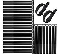 Aiqeer 30 Piezas 30 X 2 cm Cable Ties, Reutilizables Cables Ataduras, Gancho Bucle Correas, Cable Organizador (Negro)
