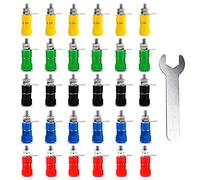 Aiqeer 30 Piezas 4 mm Banana Conector Hembra Socket, Binding Post Terminal, Altavoz Entrada Encuadernación Terminal (Rojo, Amarillo, Azul, Verde, Negro)