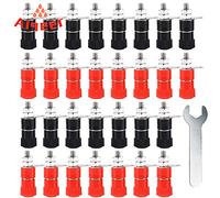 Aiqeer 30 Piezas 4 mm Banana Conector Hembra Socket, Binding Post Terminal, Altavoz Entrada Encuadernación Terminal (Rojo, Negro)
