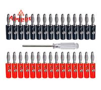 Aiqeer 30 Piezas 4 mm Banana Conector Macho Enchufe, 4 mm Chapado Nickel Banana Enchufe Audio Altavoz Cable Conector (Rojo, Negro)