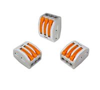 Aiqeer 30 Piezas PCT-213 Palanca Tuerca Cable Conectores Set, 3 Puertos Conector de Cable Conductor Compacto, Rápido Resorte Conector Bloque Terminal