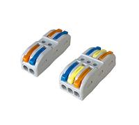 Aiqeer 30 Piezas SPL-2 / SPL-3 Palanca Tuerca Cable Conectores Kit, Conector Conductor Compacto, Bilateral Rápido Resorte Conector Bloque Terminal (Palanca Multicolor)