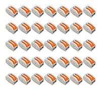 Aiqeer 35 Piezas PCT-212 Palanca Tuerca Cable Conectores Set, 2 Puertos Conector de Cable Conductor Compacto, Rápido Resorte Conector Bloque Terminal