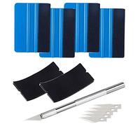 Aiqeer 4 Piezas Raspador de Borde de Fieltro, Raspador de Vinilo para Coche Multifuncional, con 4 Piezas Tela Fieltro de Repuesto, Cuchillo Artesanal y 5 Piezas Hojas de Repuesto