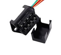 Aiqeer 4 Vías Portafusibles Coche con Precableado, 2 Entradas 4 Salidas Bloque Fusibles Cuchilla Estándar, Caja Fusibles Marino con 10 Piezas Fusibles Estándar (12V / 24V / 32V / 48V Universal)