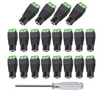 Aiqeer 40 Piezas 12V / 24V DC Conector Jack Hembra, 2.1 X 5.5 mm DC Alimentación Conector Jack, Conector Terminal de Tornillo DC, para Cámara CCTV (Verde)