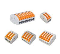 Aiqeer 40 Piezas Palanca Tuerca Cable Conectores Kit, Conector de Cable Conductor Compacto, Rápido Resorte Conector Bloque Terminal (PCT-212, PCT-213, PCT-214, PCT-215, PCT-218)