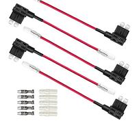 Aiqeer 5 Piezas 12V / 24V Medio Add-a-Circuit Portafusibles, Coche Portafusible Adaptador con 16 AWG Cable, Gratis 15 Piezas Fusibles Cuchilla Estándar y Extractor Fusibles (Terminal a Tope)