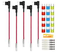Aiqeer 5 Piezas 12V / 24V Pequeño Add-a-Circuit Portafusibles, Coche Portafusible Adaptador con 16 AWG Cable, Gratis 15 Piezas Fusibles Cuchilla Mini y Extractor Fusibles (Terminal a Tope)