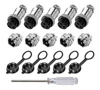 Aiqeer 5 Piezas 3-Pines GX16 Aviación Enchufe Conector, 16 mm Rosca Panel Metal Aviación Conector, 5A Macho Hembra Aviación Conector, con Goma Tapa