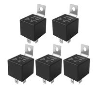 Aiqeer 5 Piezas 4 Pines Coche Relé, 12V 40A SPST Relé Automotriz con Soporte de Montaje de Metal (Negro)