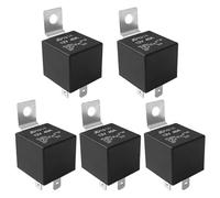 Aiqeer 5 Piezas 5 Pines Coche Relé, 12V 40A SPDT Relé Automotriz con Soporte de Montaje de Metal (Negro)