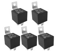 Aiqeer 5 Piezas 5 Pines Coche Relé, 24V 40A SPDT Relé Automotriz con Soporte de Montaje de Metal (Negro)