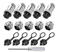 Aiqeer 5 Piezas 6-Pines GX16 Aviación Enchufe Conector, 16 mm Rosca Panel Metal Aviación Conector, 5A Macho Hembra Aviación Conector, con Goma Tapa