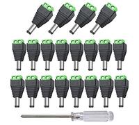 Aiqeer 50 Piezas 12V / 24V DC Conector Enchufe Macho, 2.1 X 5.5 mm DC Alimentación Conector Enchufe, Conector Terminal de Tornillo DC, para Cámara CCTV (Verde)