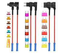 Aiqeer 6 Piezas 12V / 24V Add-a-Circuit Portafusibles Set, Coche Portafusible Adaptador con 16 AWG Cable, Gratis 18 Piezas Fusibles Cuchilla y Extractor Fusibles (Terminal de Engarce)