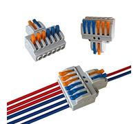 Aiqeer 6 Piezas KV426 Palanca Tuerca Cable Conectores Set, 2 in 6 out Conector Conductor Compacto, Bilateral Rápido Resorte Conector Bloque Terminal