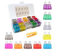 Aiqeer 80 Piezas Estándar Fusibles Coche, Set de Fusibles de Cuchilla Estándar, Fusibles de Repuesto Coche, con Extractor Fusible (2A / 3A / 5A / 7.5A / 10A / 15A / 20A / 25A / 30A / 35A)