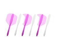 Aiqilai Juego de plumas y ejes integrados para dardos profesionales, todo en uno, moldeado y tallo, paquete de 6 unidades, color rosa y blanco translúcido