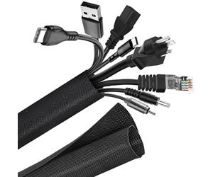 AiQInu 1.5M Organizador Cubre Cables Negro, Nylon Manguitos de Cable Auto, Funda Cables Organizador, Protección de Cables
