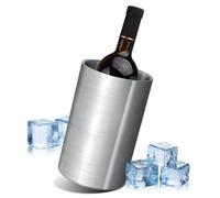 AiQInu 1.6L Enfriador de Botellas de Vino, de Acero Inoxidable, Ø 12 cm, Altura 19 cm, Apto para la Mayoría de Las Botellas- Vino Espumoso, Vino y Champán, para Usar en Casa o Fuera