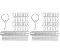 AiQInu 100 Piezas 25mm Anillas Llaveros con Cadena, Argollas para Llaveros con Anillas Abiertas, Anillas Llavero para Organizar Llaves, manualidades adornos y bricolaje - Plateado (Paquete de 2)