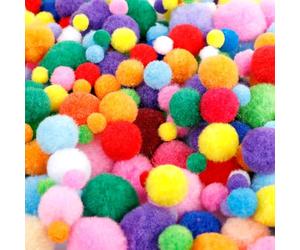 AiQInu 1200 Pompones de Colores Kit de Manualidades, Tamaños Mixtos 10/15/20/25/30mm, para Actividades Escolares, Manualidades DIY y Material de Pasatiempo