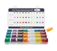 AiQInu 12v Fusibles Coche Kit 300Pcs, 160 Mini + 90 Mediano + 50 Micro +1 Clip para Fusibles, Automóvil Fusible para 2A/3A/5A/7.5A/10A/15A/20A/25A/30A/35A/40A