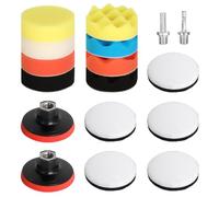 AiQInu 17 Piezas Pulir Coche Kit,125 mm Almohadilla de Pulido de Lana con Disco Autoadhesivo Para Pulir Y Encerar Coches Con Adaptador De Broca M14