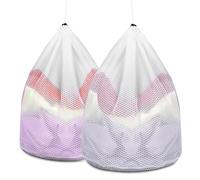 AiQInu 2 piezas Bolsa Lavadora Ropa, Red Lavadora Ropa Interior, Bolsa Ropa Sucia Viaje con Cordón, Bolsas para Lavar Ropa en Lavadora, Bolsa Malla Lavanderia, Saco Ropa Sucia Reutilizable 40 x 30cm