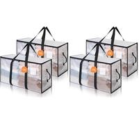 AiQInu 2 Piezas Bolsa Almacenaje 72 L, Impermeable Bolsas Mudanza Grandes Cremallera y Asa, Transparente Bolsa de Almacenamiento Ropa, Cajas Ordenacion Armario para Guardar Ropa Edredones