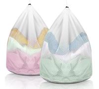 AiQInu 2 Piezas Bolsa Lavadora Ropa, 40 x 50cm Red Lavadora Ropa Interior, Bolsa Ropa Sucia Viaje con Cordón, Bolsas para Lavar Ropas en Lavadora, Bolsas Malla Lavanderia Reutilizable