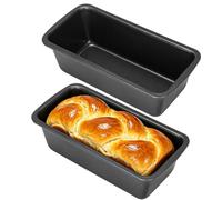 AiQInu 2 Piezas Molde Rectangular para Bizcocho, Molde Bizcocho 19x9x6cm Dantiadherente, Horneado Uniforme, Moldes para Cake y Pan, Ideal para Ninja freidora de aire, Negro