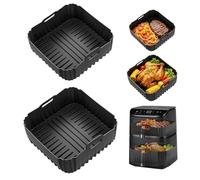 AiQInu 2 Piezas Molde Silicona Freidora de Aire, Molde Silicona Air Fryer Reutilizable, Accesorio para Freidora de Aire Caliente Doble Pila para Cosori DC111, DC112 y DC113S (6,5L y 4,3L)