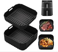 AiQInu 2 Piezas Molde Silicona Freidora de Aire, Molde Silicona Air Fryer Reutilizable, Accesorio para Freidora de Aire Caliente Doble Pila para Cosori DC111, DC112 y DC113S (6,5L y 4,3L)