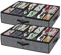 AiQInu 2 Piezas Organizador Zapatos con Ventana Transparente, Cajas para Zapatos Armario, Organizador de Zapato Plegable, Zapatero Plastico para Debajo de la Cama Armario Ropa