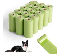 AiQInu 225 PCS Bolsas Caca Perro, Extra Grueso Dog Poop Bags, Bolsas Excrementos Perros, Robusto y a Prueba de Fugas, Sin Fragancia Adecuado Salir de Casa, 22 * 30cm (15 Rollos, 15 por Rollo)