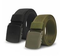 AiQInu 3 Piezas Cinturones Hombre Elastico, 125 cm Nylon Cinturón Táctico Sin Hebilla Metálica, Exterior Cinto Hombre Sin Agujeros, Paso Rápido Través de Seguridad del Aeropuerto