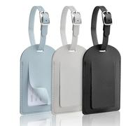 AiQInu 3 Piezas Identificador de Maletas, Etiqueta Maleta Viaje Cuero de PU, Identificador Maletas Viaje con Etiqueta de Nombre, Luggage Tag para Viajes de Negocios, Vuelos